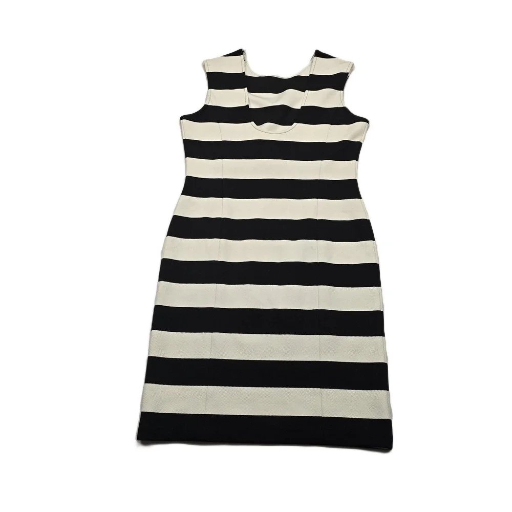 Michael Kors Sleeveless Striped Scoop Back Shift Dress Size PM - Picture 2 of 16